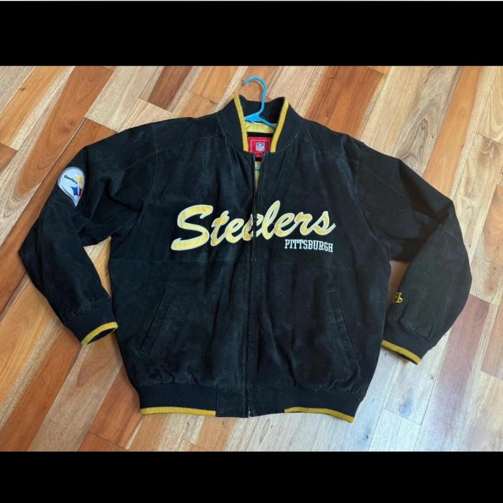 Pittsburgh Steelers Suede Leather Bomber Jacket - Picture 2 of 8
